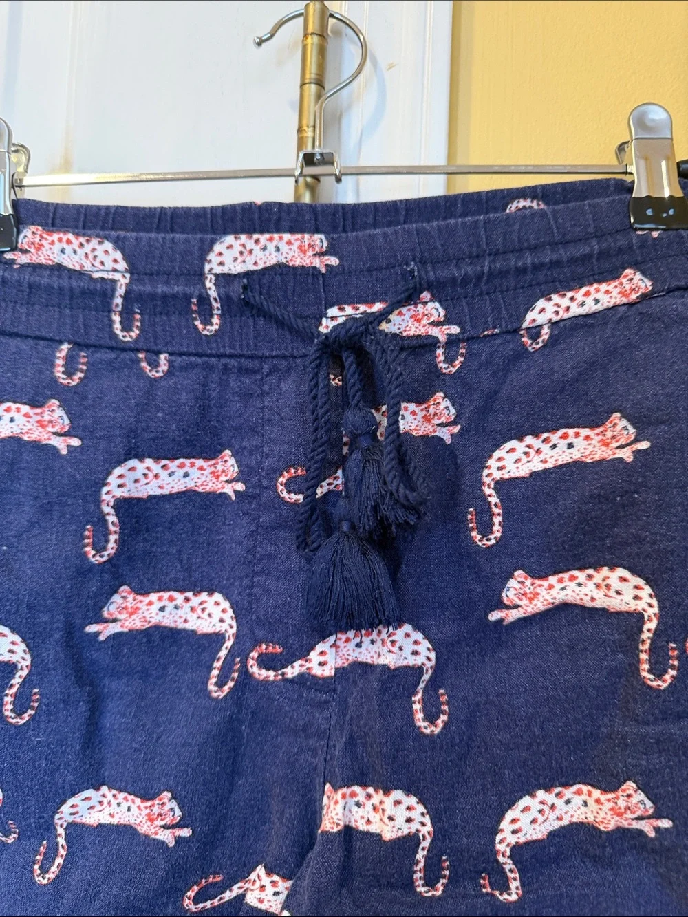 Loft Navy Leopard Print Drawstring Women’s Shorts, medium